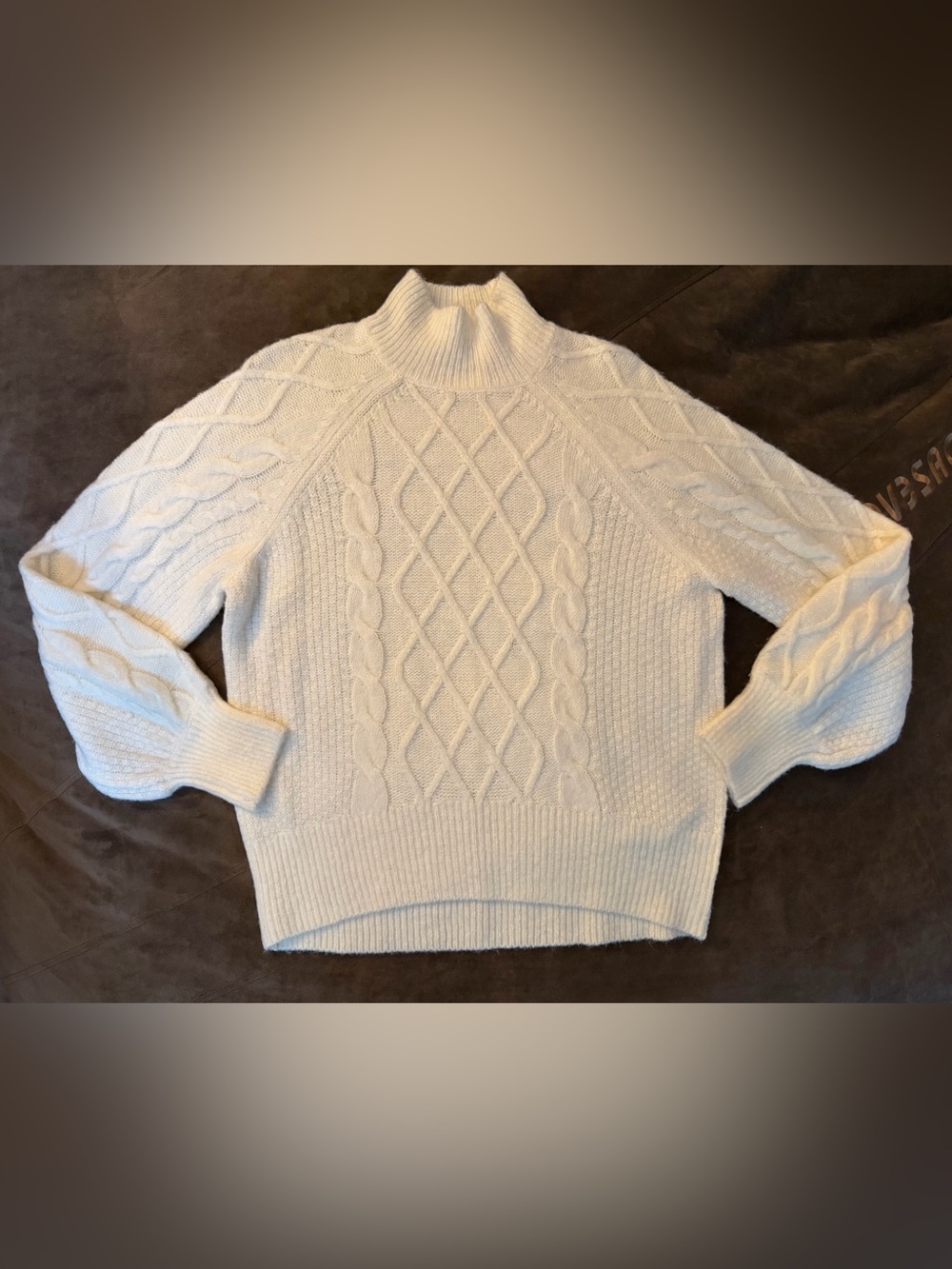 Abercrombie & Fitch Cream Cable Knit Turtleneck Sweater - Picture 6 of 9